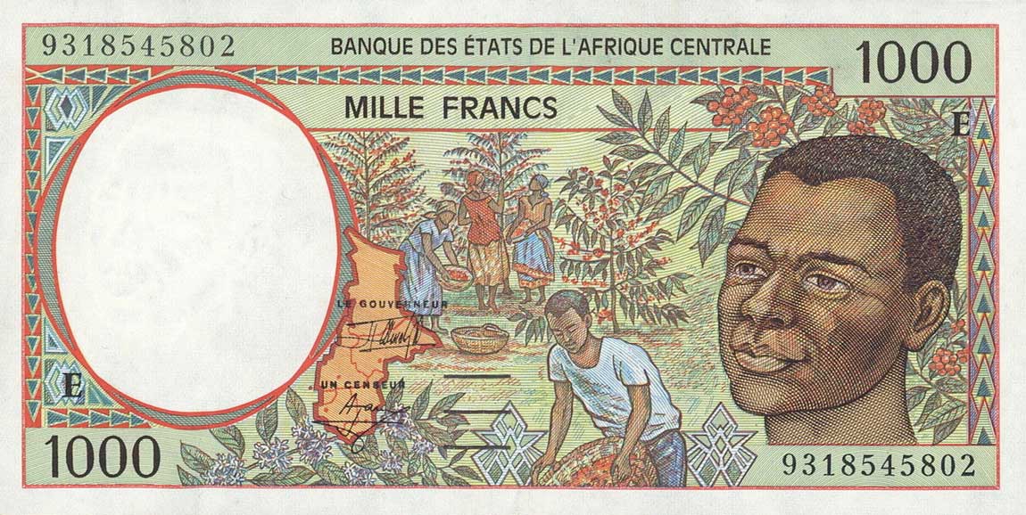 Front of Central African States p202Ea: 1000 Francs from 1993