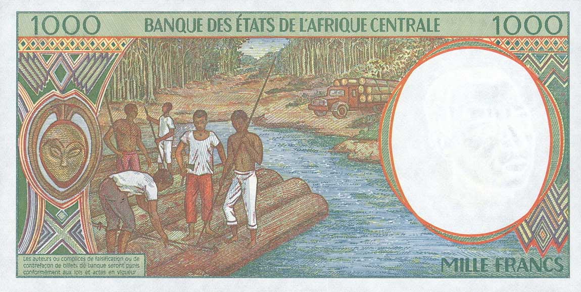 Back of Central African States p202Eg: 1000 Francs from 2000