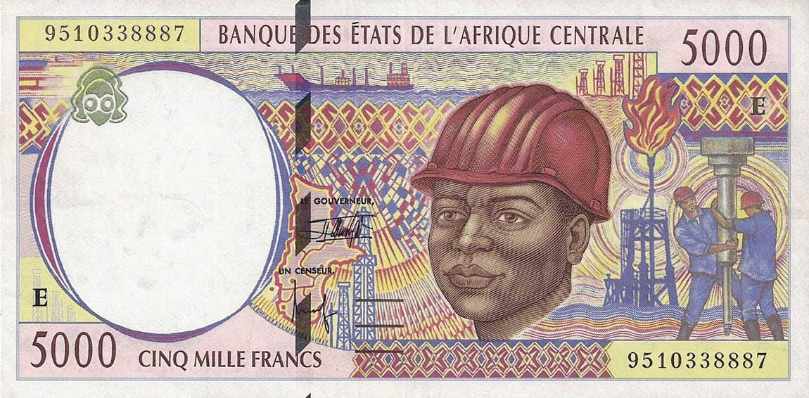 Front of Central African States p204Eb: 5000 Francs from 1995