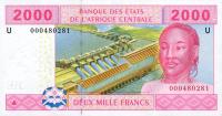 p208Ua from Central African States: 2000 Francs from 2002
