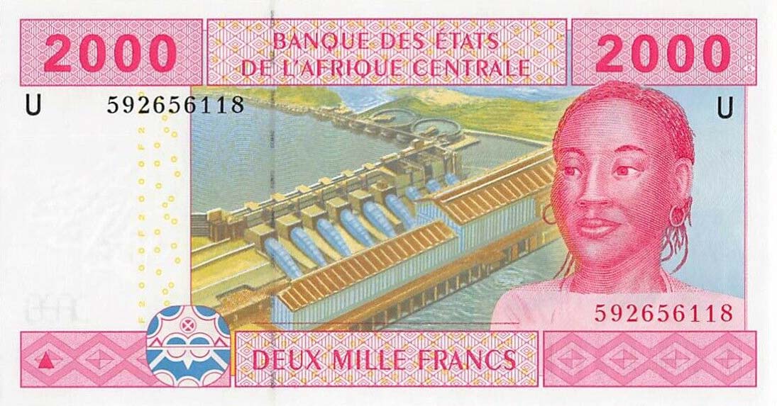 Front of Central African States p208Ue: 2000 Francs from 2002