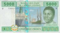 p209Ue from Central African States: 5000 Francs from 2002