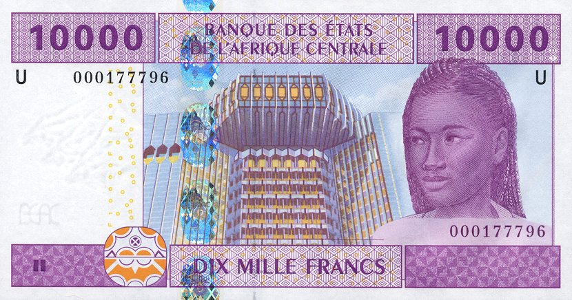 Front of Central African States p210Ua: 10000 Francs from 2002