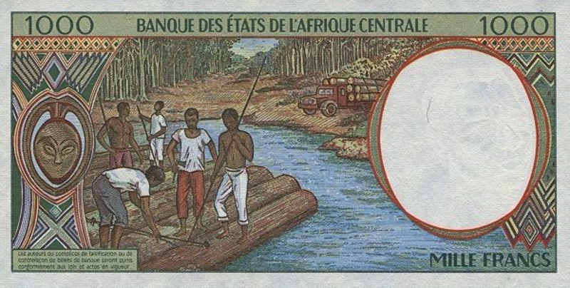 Back of Central African States p302Fb: 1000 Francs from 1994