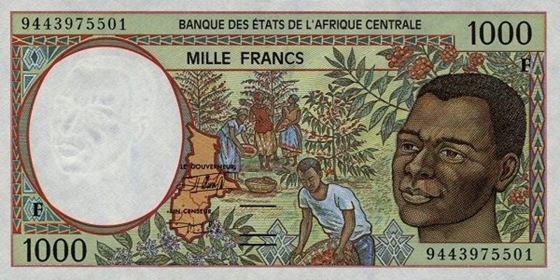 Front of Central African States p302Fb: 1000 Francs from 1994