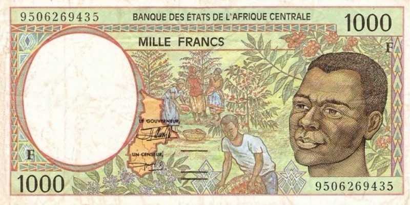Front of Central African States p302Fc: 1000 Francs from 1995