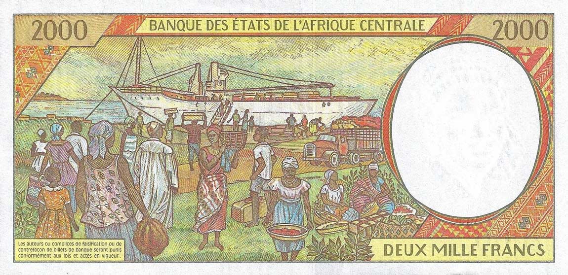 Back of Central African States p303Ff: 2000 Francs from 1999