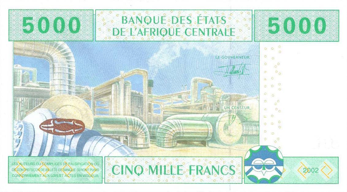 Back of Central African States p309Ma: 5000 Francs from 2002