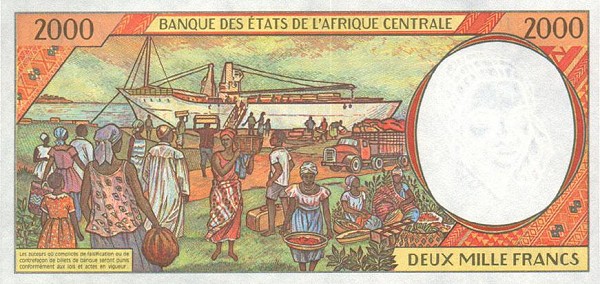 Back of Central African States p403La: 2000 Francs from 1993