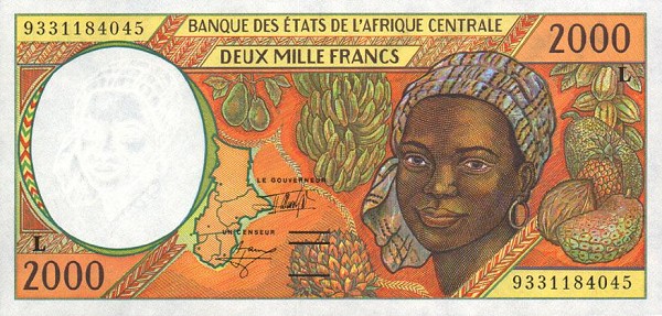 Front of Central African States p403La: 2000 Francs from 1993