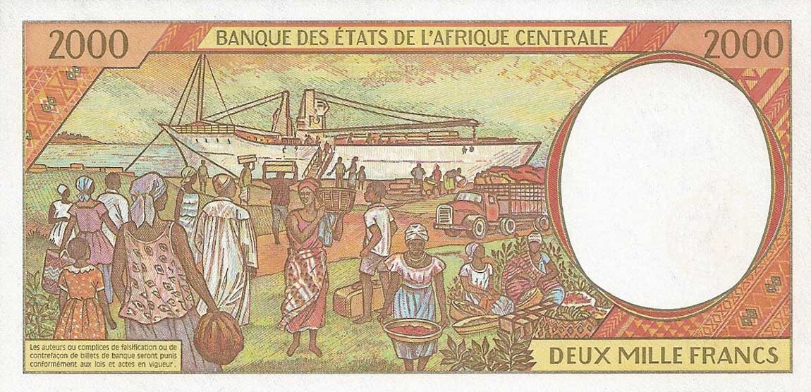 Back of Central African States p403Ld: 2000 Francs from 1997