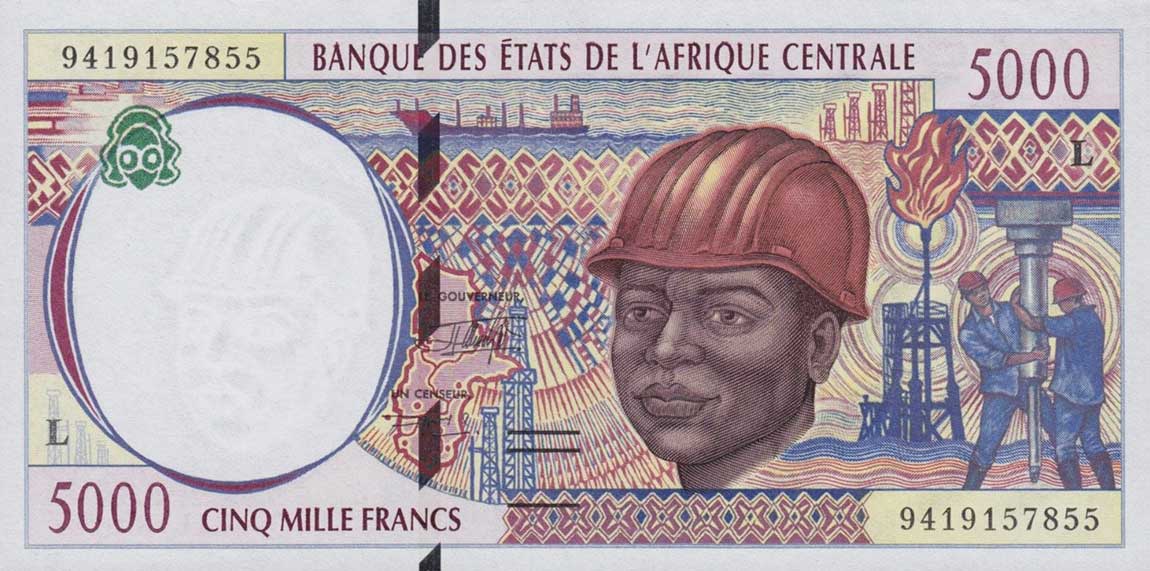 Front of Central African States p404La: 5000 Francs from 1994