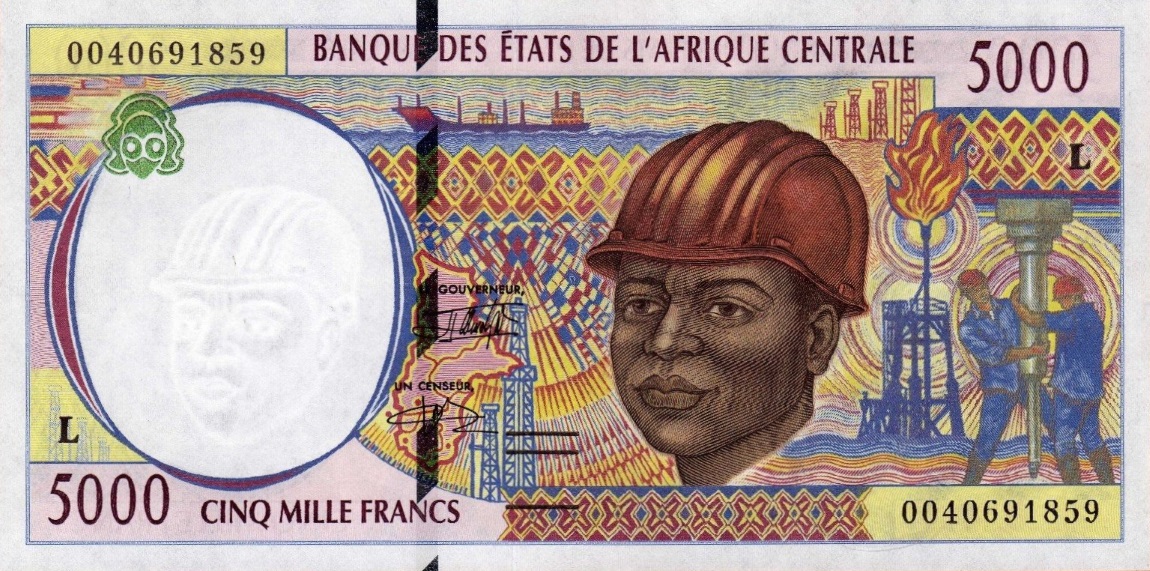 Front of Central African States p404Lf: 5000 Francs from 2000