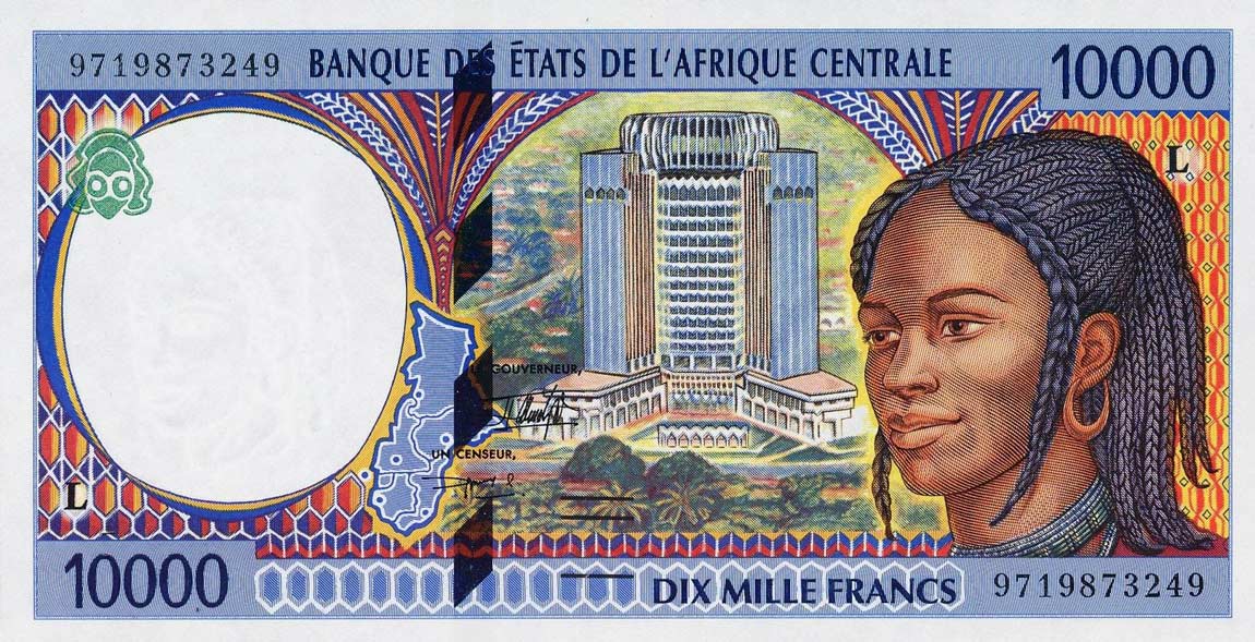 Front of Central African States p405Lc: 10000 Francs from 1997