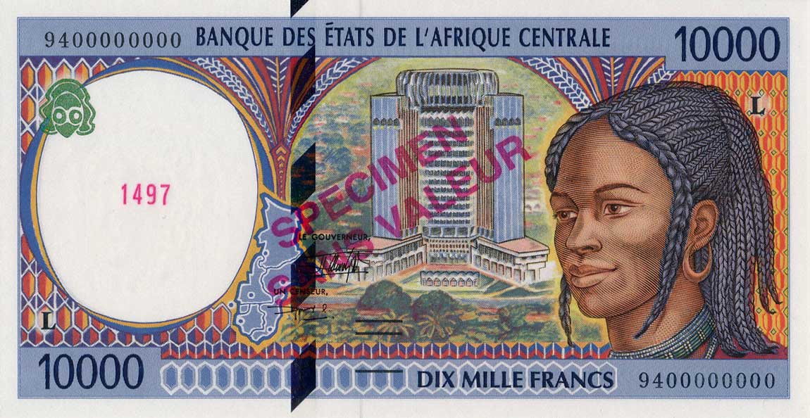 Front of Central African States p405Ls: 10000 Francs from 1994