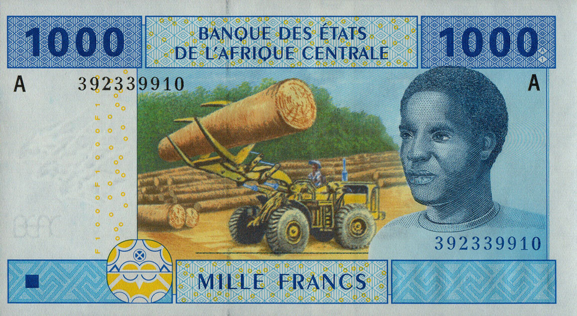 Front of Central African States p407Ab: 1000 Francs from 2002