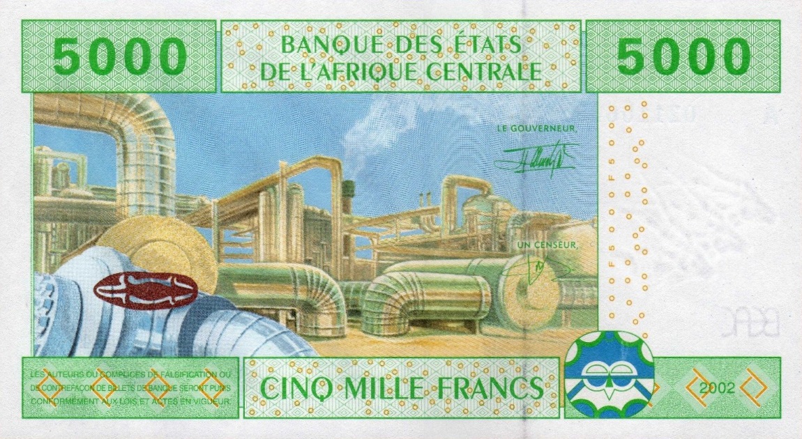 Back of Central African States p409Aa: 5000 Francs from 2002
