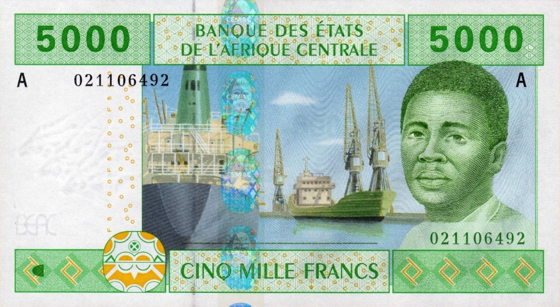 Front of Central African States p409Aa: 5000 Francs from 2002