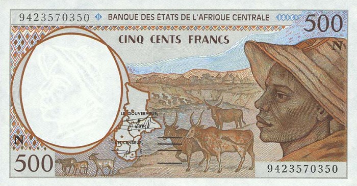 Front of Central African States p501Nb: 500 Francs from 1994