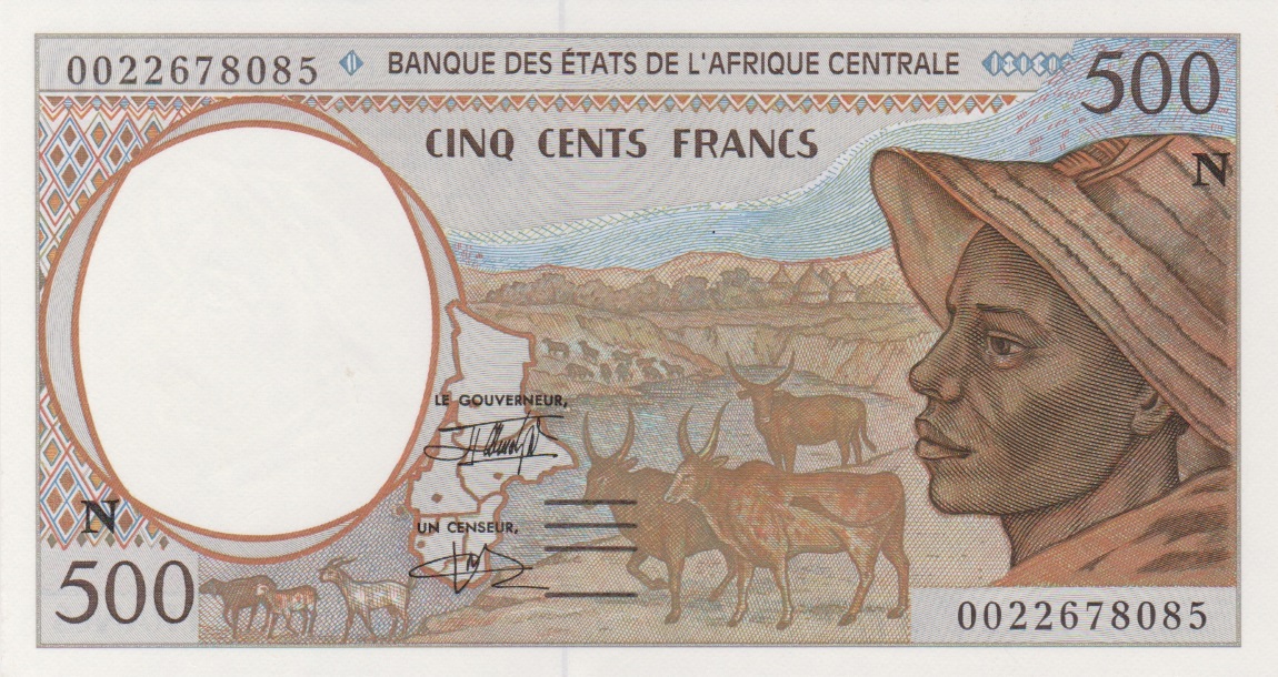 Front of Central African States p501Ng: 500 Francs from 2000