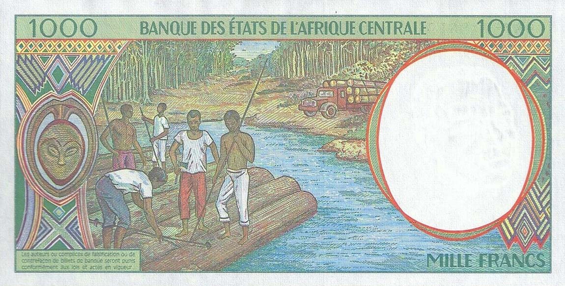 Back of Central African States p502Na: 1000 Francs from 1993