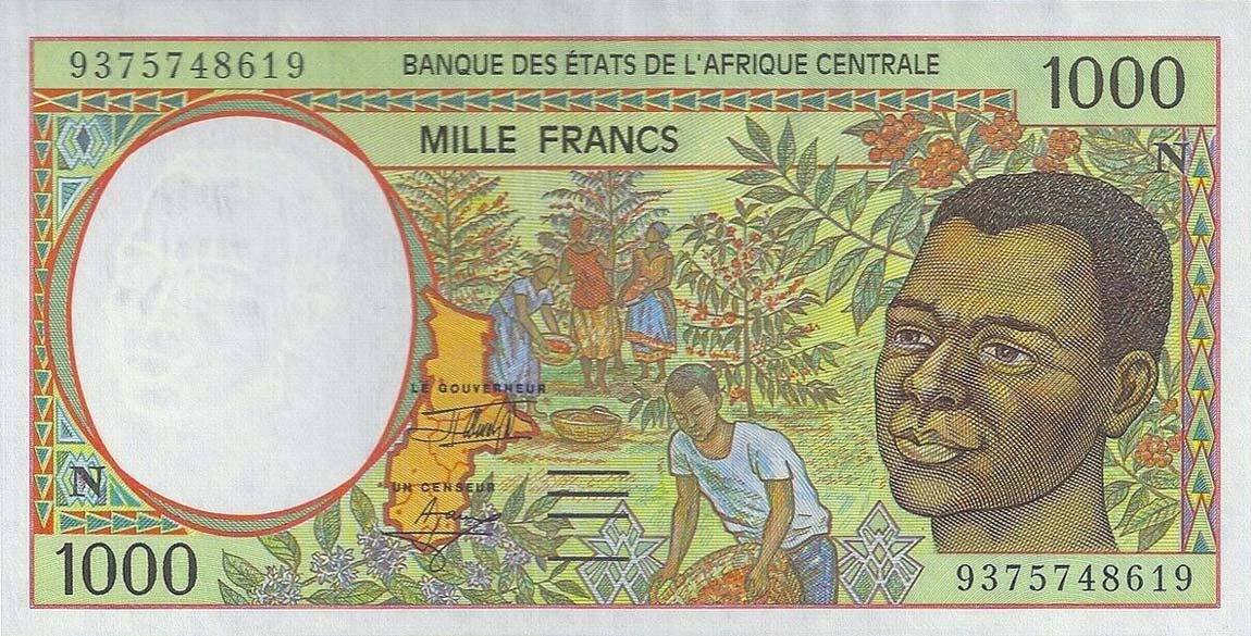 Front of Central African States p502Na: 1000 Francs from 1993