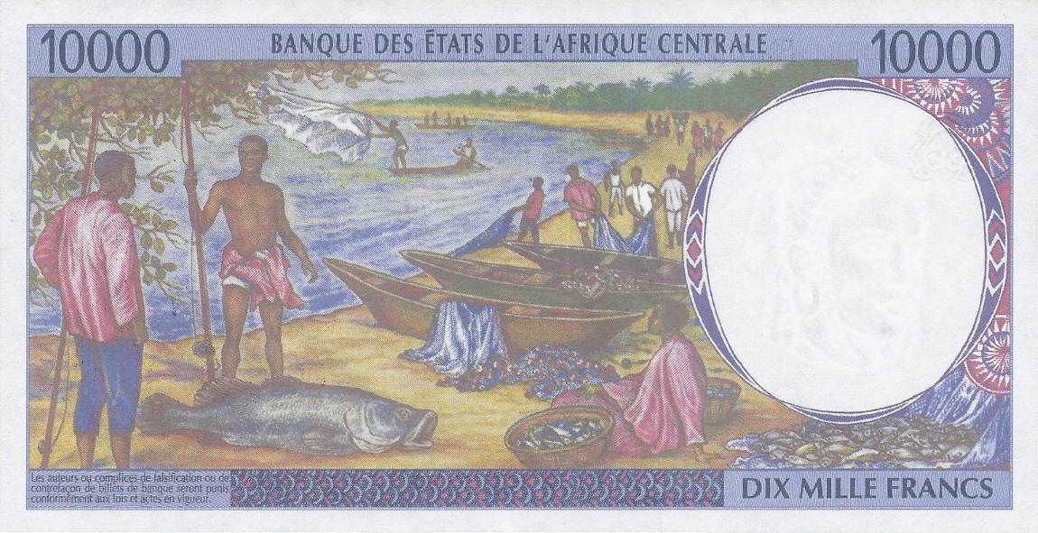 Back of Central African States p610Ca: 10000 Francs from 2002
