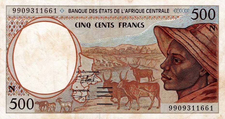 Front of Central African States p501Nf: 500 Francs from 1999