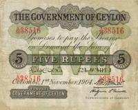 p11a from Ceylon: 5 Rupees from 1885