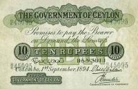 p12a from Ceylon: 10 Rupees from 1894