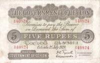 p23a from Ceylon: 5 Rupees from 1929