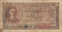 p45b from Ceylon: 50 Cents from 1949