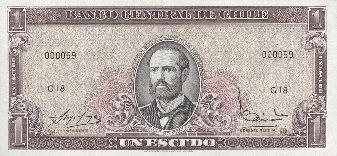 Front of Chile p135Aa: 1 Escudo from 1962