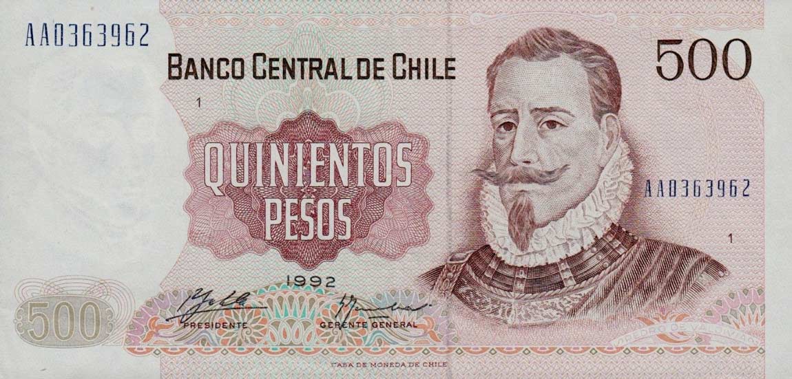 Front of Chile p153d: 500 Pesos from 1991