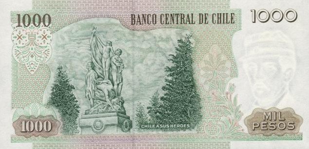 Back of Chile p154f: 1000 Pesos from 1995