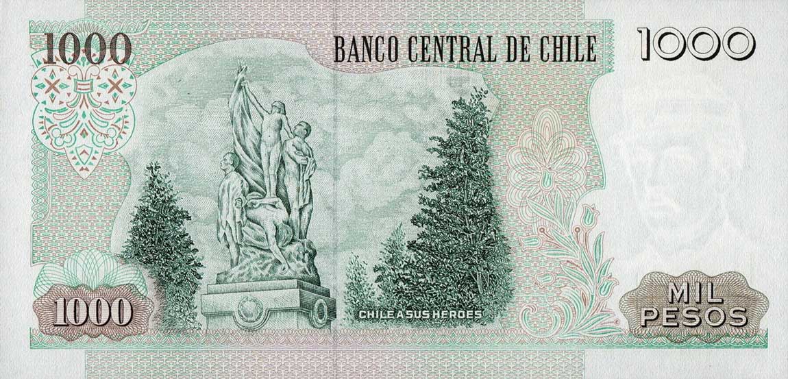 Back of Chile p154g: 1000 Pesos from 2006