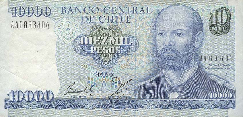Front of Chile p156a: 10000 Pesos from 1989