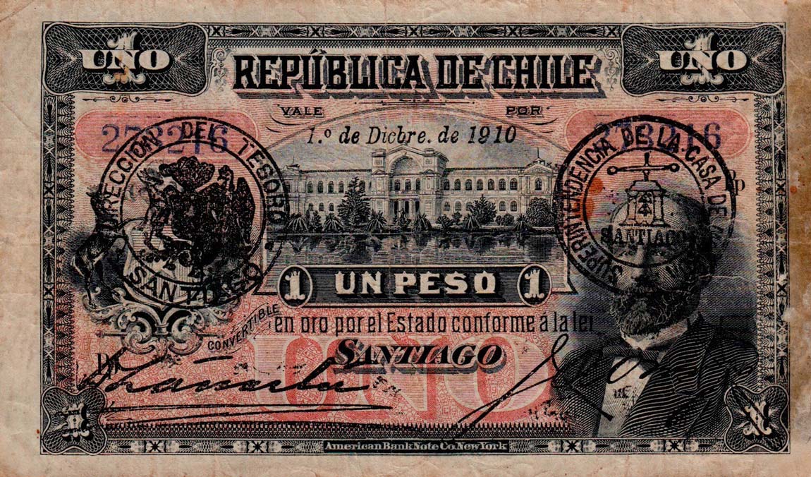 Front of Chile p15a: 1 Peso from 1898