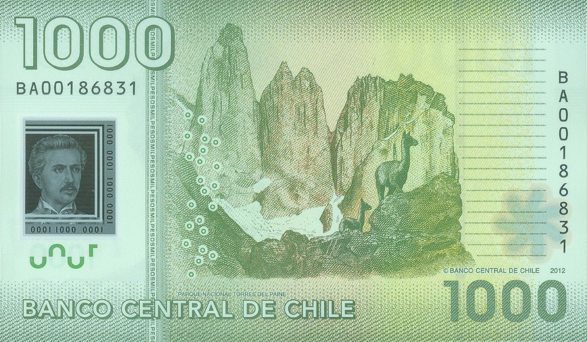Back of Chile p161c: 1000 Pesos from 2012