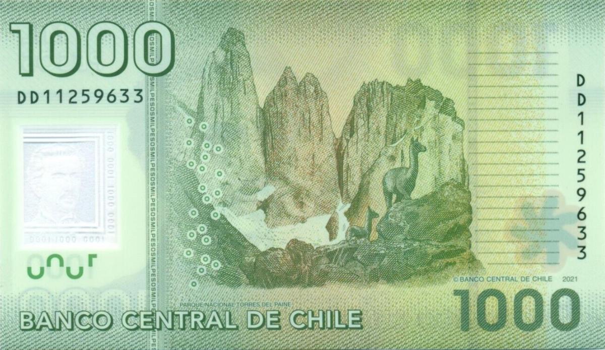 Back of Chile p161j: 1000 Pesos from 2021