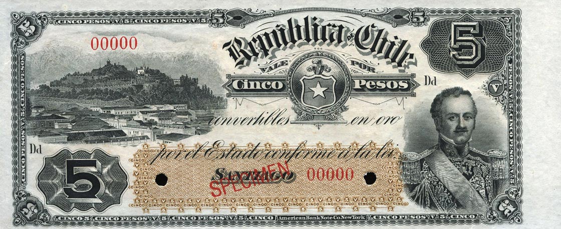 Front of Chile p19s: 5 Pesos from 1906
