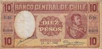 p92d from Chile: 10 Pesos from 1942