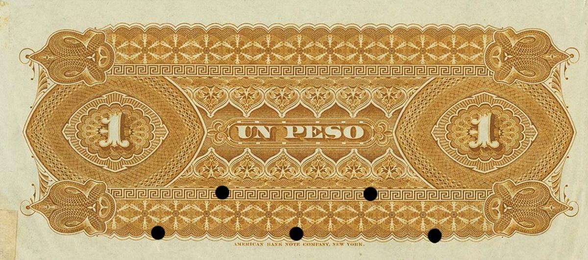 Back of Chile pS131s: 1 Peso from 1882