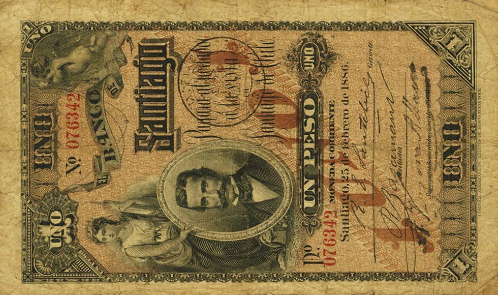 Front of Chile pS411a: 1 Peso from 1886