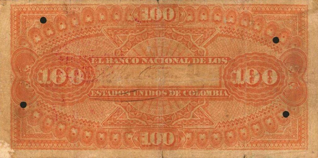 Back of Colombia p146: 100 Pesos from 1881