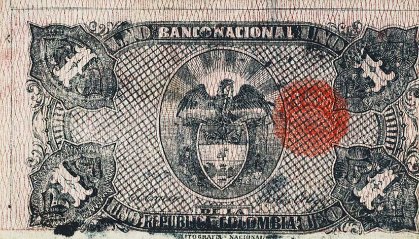 Back of Colombia p270: 1 Peso from 1900