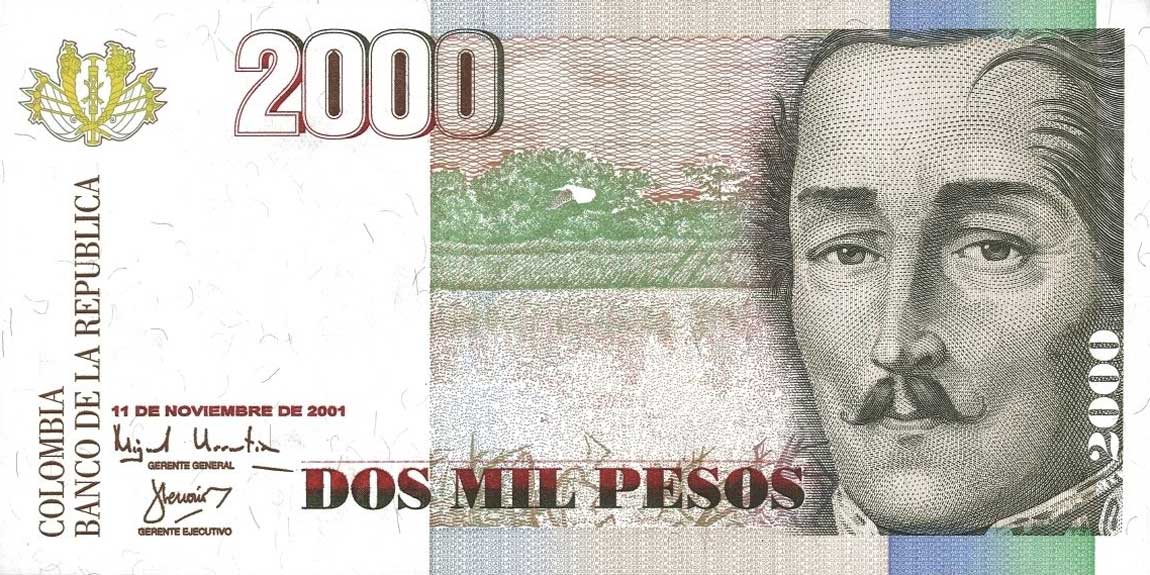 Front of Colombia p451d: 2000 Pesos from 2001