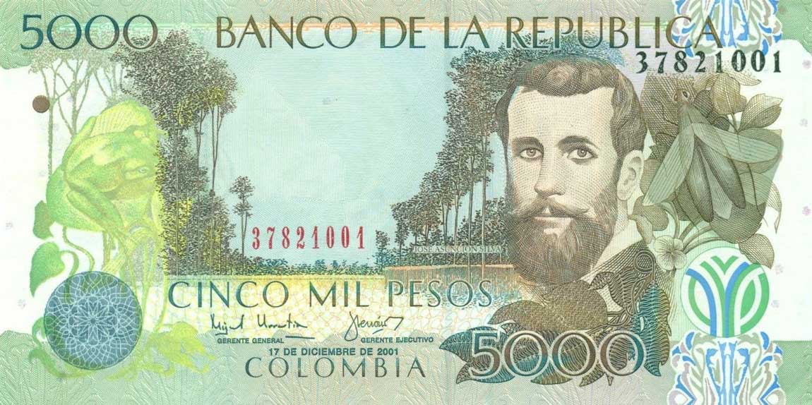 Front of Colombia p452b: 5000 Pesos from 2001