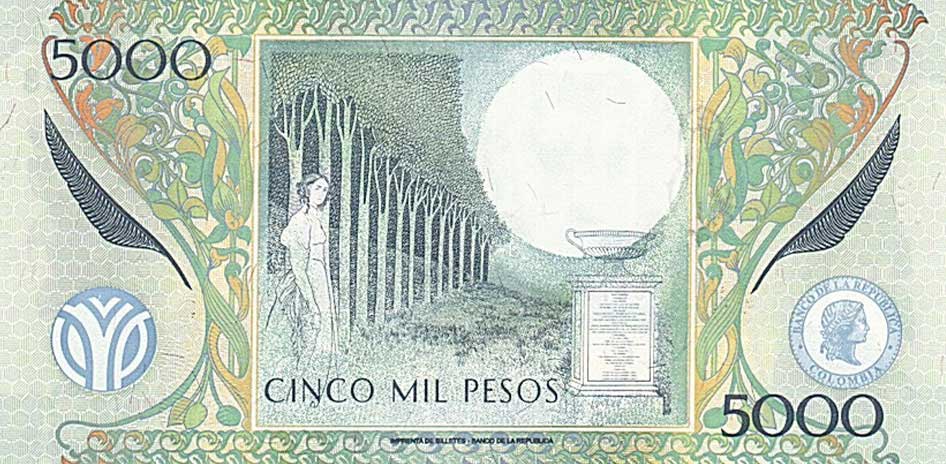 Back of Colombia p452i: 5000 Pesos from 2007