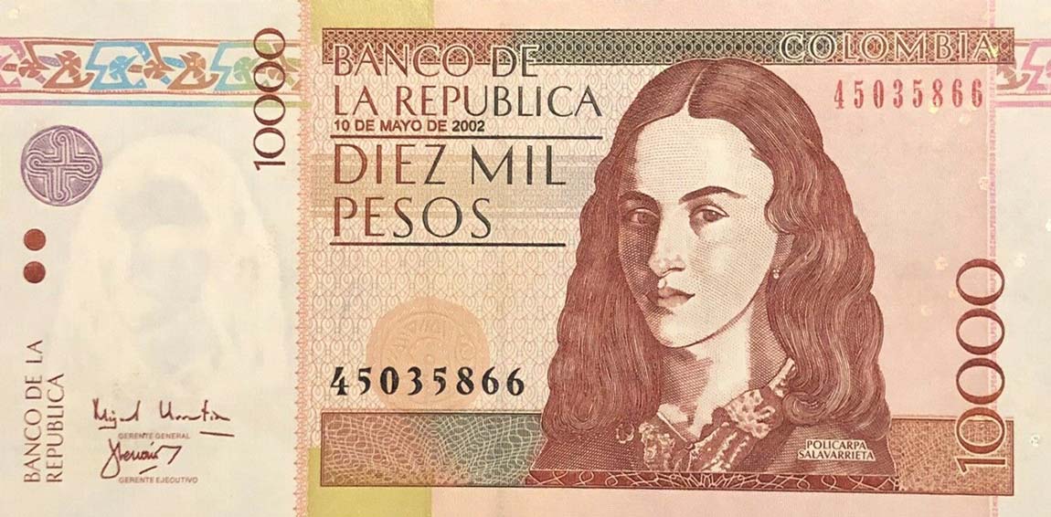 Front of Colombia p453b: 10000 Pesos from 2001
